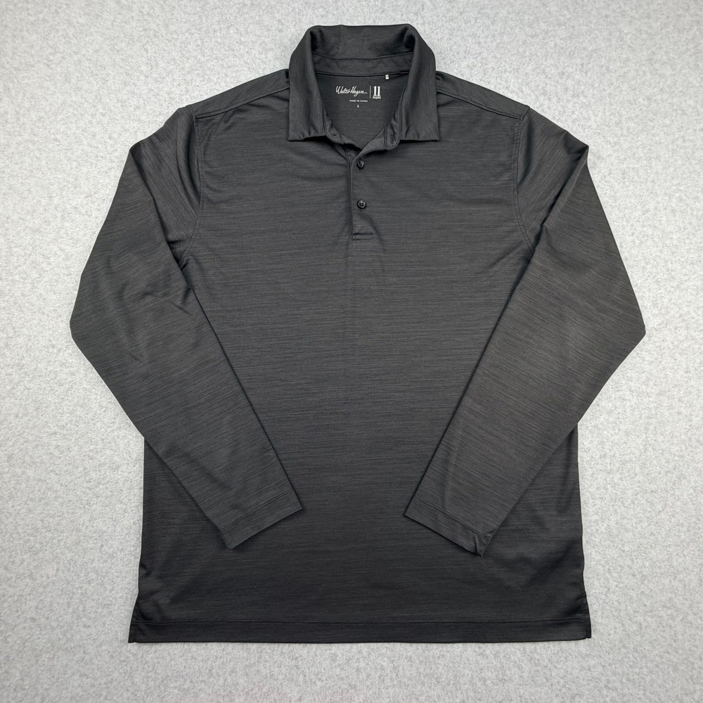 Walter Hagen 11 Majors Mens Large Long Sleeve Golf Polo Shirt Charcoal Gray